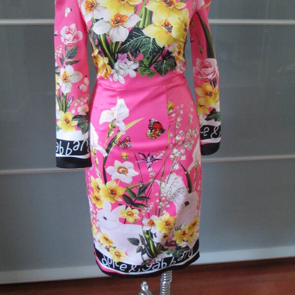 *SOLD* Dolce & Gabbana Long Sleeve Midi Rabbit Dress - Picture 2 of 14